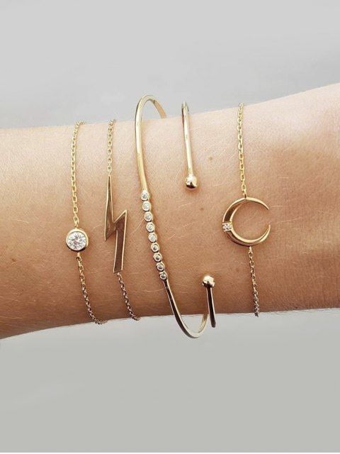 Fashion Jewellery 5 Pcs Bracelet Golden