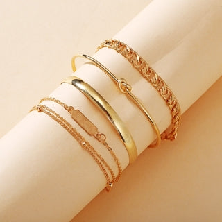 Fashion Jewellery 5 Pcs Bracelet Golden